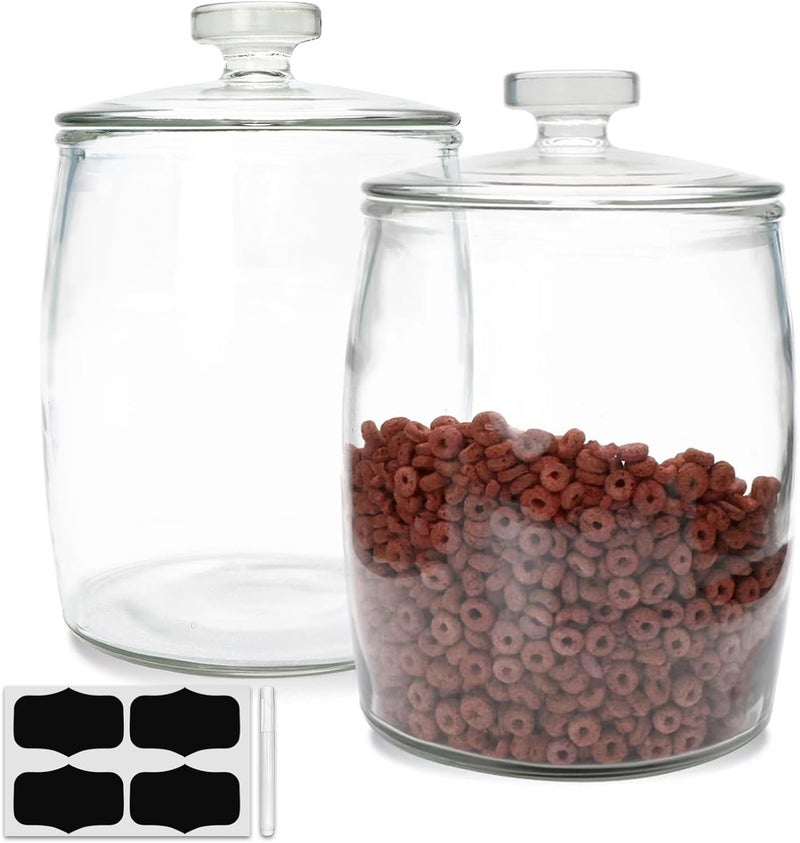 Maredash 1 Gallon glass jars, Cookie Jar & Candy Jar with Lid, Large Food Storage Container,glass jar with lid for Buffet, Coffee & Flour, Laundry Room Storage & Pantry 2pcs - Image 1